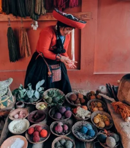 Traditional weaving demonstration in Chinchero