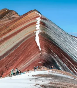 rainbow mountain with snow